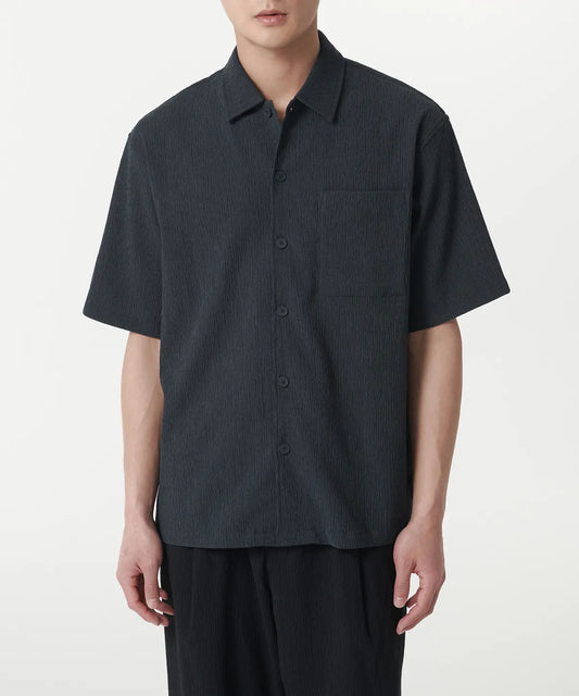 Crinkle Relaxed Short Sleeve Shirt [Iron Gray]