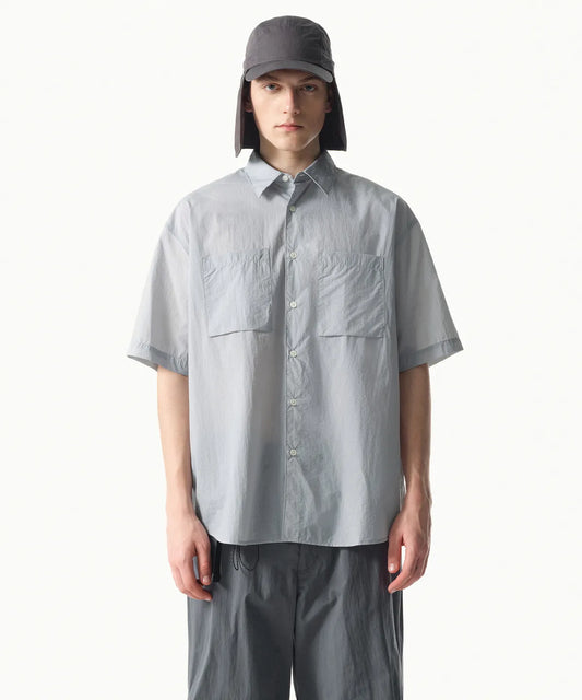 [City Leisure] Lightweight Nylon Oversized Short Sleeve Shirt [Clowdie Blue]