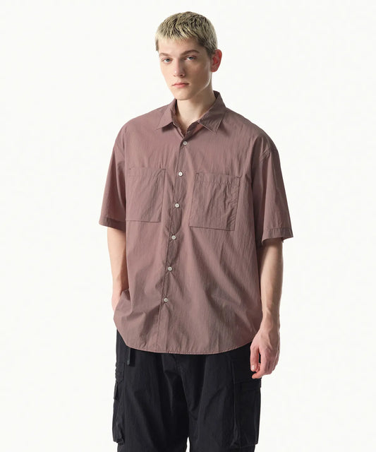 [City Leisure] Lightweight Nylon Oversized Short Sleeve Shirt [Smoke Pink]
