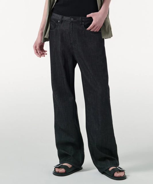 Lightweight Wide Denim Pants [Low Black]